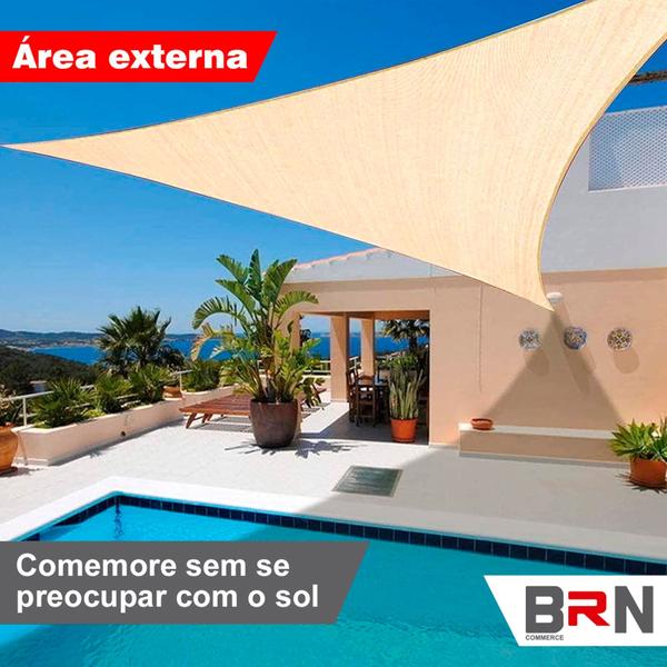 Imagem de Tela De Sombreamento Triangular Sombrite Areia 2x2x2m + Kit Instalação