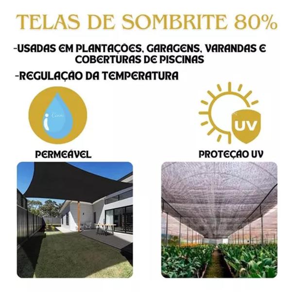 Imagem de Tela de Sombrite 80% preta 4x2 Alças Fortes