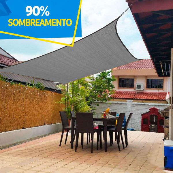 Imagem de Tela Decorativa Sombrite Prata Com Bainha E Ilhós 5x4m + Kit de Instalação