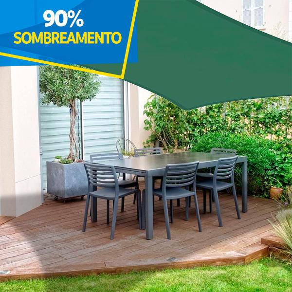 Imagem de Tela Decorativa Sombrite Verde Com Bainha Ilhós e Kit de Instalação 4x8m