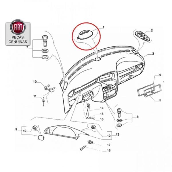 Imagem de Tela Difusor Superior Central Painel Siena Strada Palio 96-97-98  Fiat 