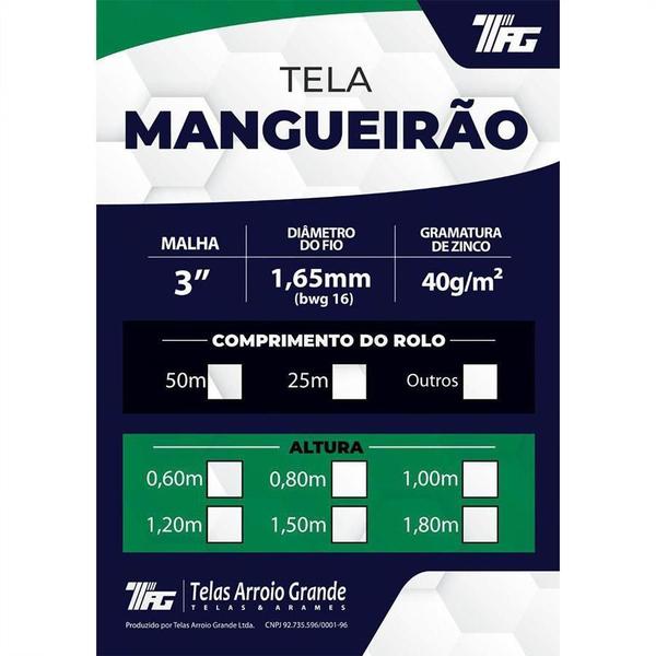 Imagem de TELA HEXAGONAL MANGUEIRÃO TAG MALHA 3" FIO BWG 16 (1,65mm) RL 50X0,6m