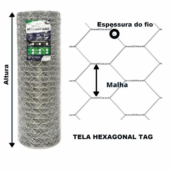 Imagem de TELA HEXAGONAL TAG MALHA 3" FIO BWG 16 (1,65mm) RL 25X1,5m