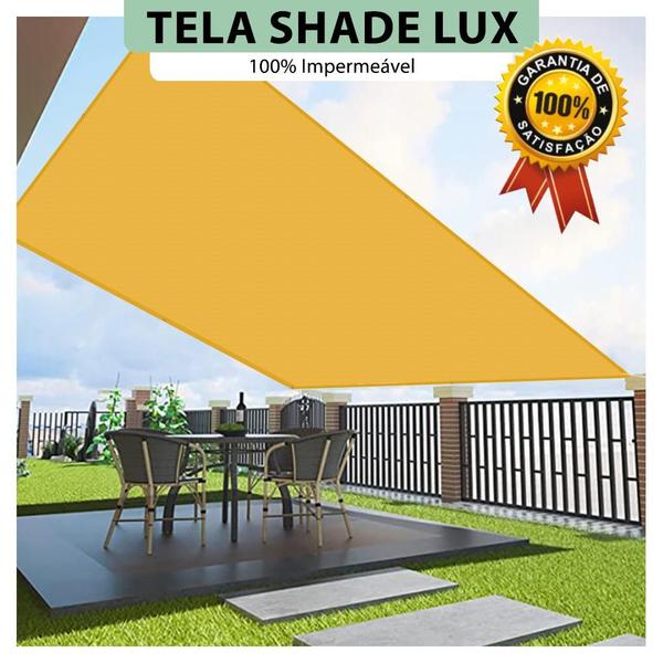 Imagem de Tela Lona Amarela 2x1.5 Metros Sombreamento Impermeável Shade Lux + Kit de Instalação