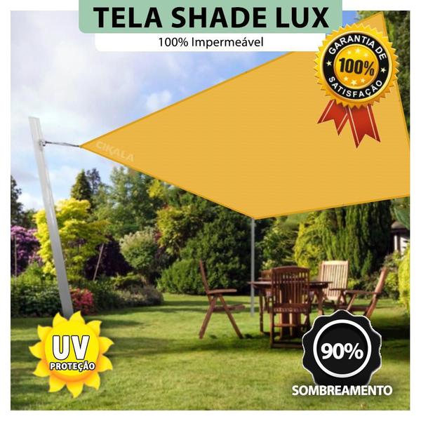 Imagem de Tela Lona Amarela 3.5x3 Metros Sombreamento Impermeável Shade Lux + Kit