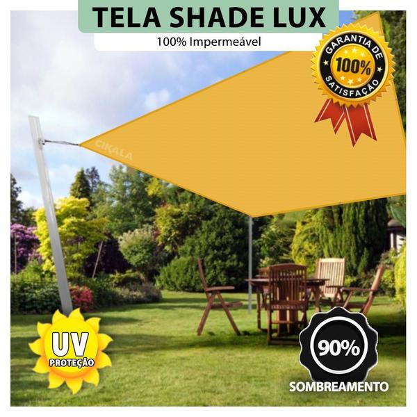 Imagem de Tela Lona Amarela 5.5x3 Metros Sombreamento Impermeável Shade Lux + Kit