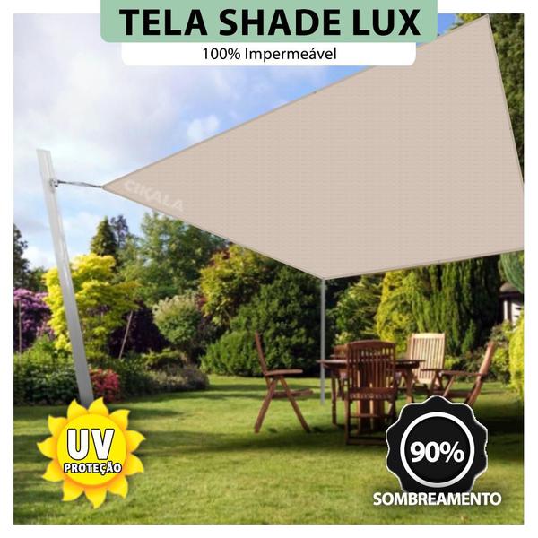 Imagem de Tela Lona Areia 2x1 Metros Sombreamento Impermeável Shade Lux + Kit
