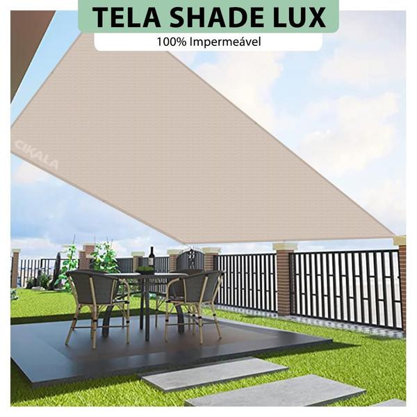 Imagem de Tela Lona Areia 2x2 Metros Sombreamento Impermeável Shade Lux + Kit de Instalação