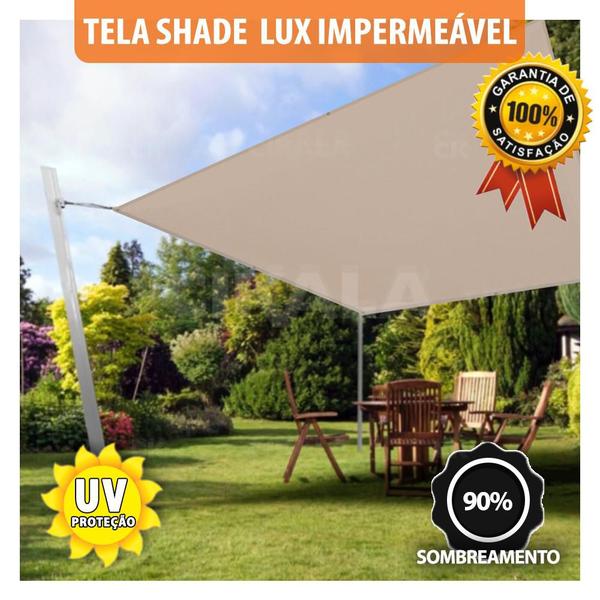 Imagem de Tela Lona Areia 4x2.5 Metros Sombreamento Impermeável Shade Lux + Kit de Instalação