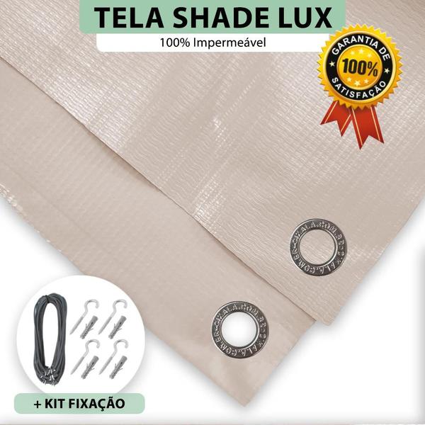 Imagem de Tela Lona Areia 5x3.5 Metros Sombreamento Impermeável Shade Lux + Kit