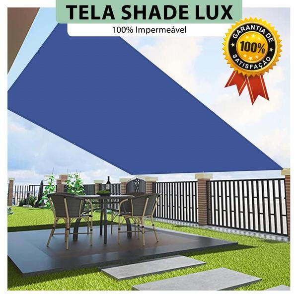 Imagem de Tela Lona Azul 3.5x3.5 Metros Sombreamento Impermeável Shade Lux + Kit