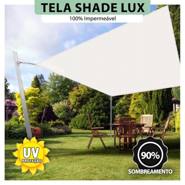 Tela Lona Branca 3.5x3.5 Metros Sombreamento Impermeável Shade Lux + Kit - CIKALA Imagem de Tela Lona Branca 3.5x3.5 Metros Sombreamento Impermeável Shade Lux + Kit