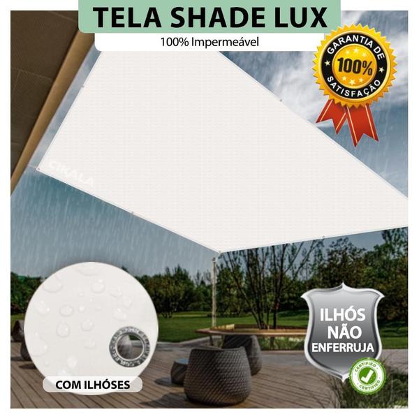 Imagem de Tela Lona Branca 3x2 Metros Sombreamento Impermeável Shade Lux + Kit