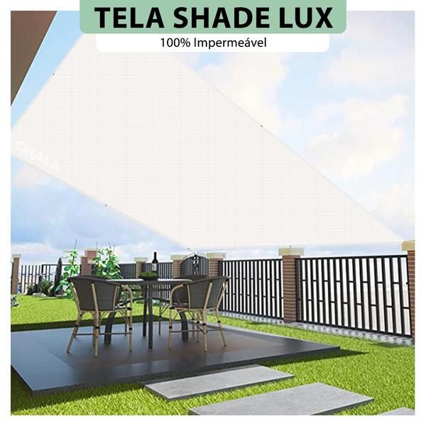 Imagem de Tela Lona Branca 4x3.5 Metros Sombreamento Impermeável Shade Lux + Kit