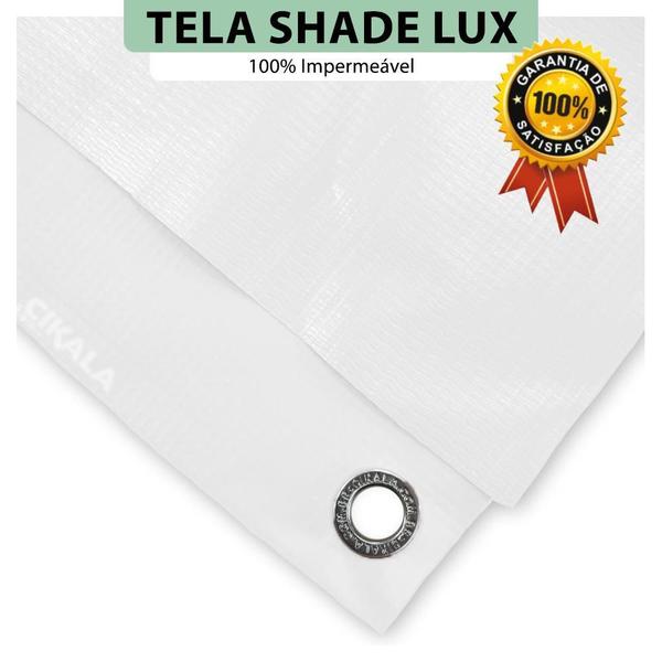 Imagem de Tela Lona Branca 8x3 Metros Sombreamento Impermeável Shade Lux + Kit
