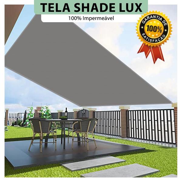 Imagem de Tela Lona Cinza 3x3 Metros Sombreamento Impermeável Shade Lux + Kit