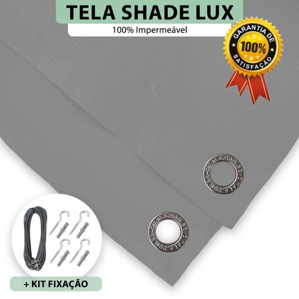 Imagem de Tela Lona Cinza 6x2 Metros Sombreamento Impermeável Shade Lux + Kit