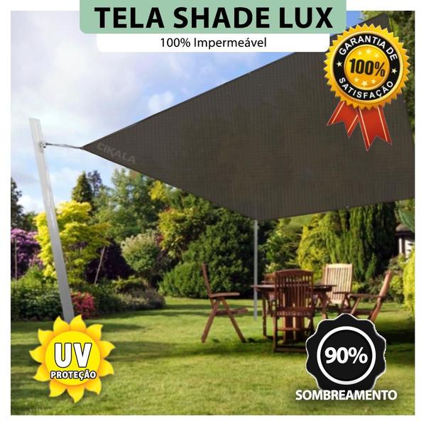 Imagem de Tela Lona Fumê 2x1 Metros Sombreamento Impermeável Shade Lux + Kit de Instalação