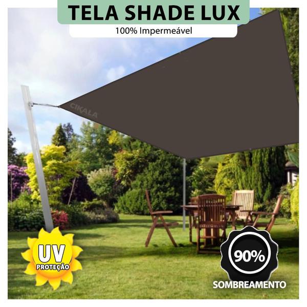 Imagem de Tela Lona Marrom 2.5x2.5 Metros Sombreamento Impermeável Shade Lux + Kit