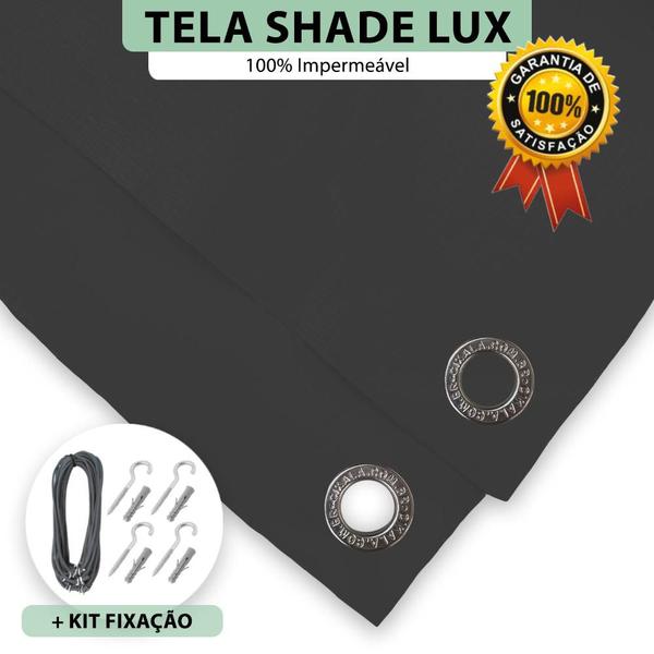 Imagem de Tela Lona Preta 3x3 Metros Sombreamento Impermeável Shade Lux + Kit