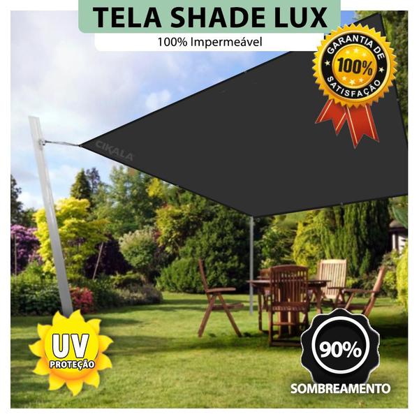 Imagem de Tela Lona Preta 5x3 Metros Sombreamento Impermeável Shade Lux + Kit