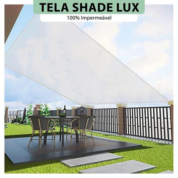 Imagem de Tela Lona Translúcida 4x2 Metros Sombreamento Impermeável Shade Lux + Kit de Instalação
