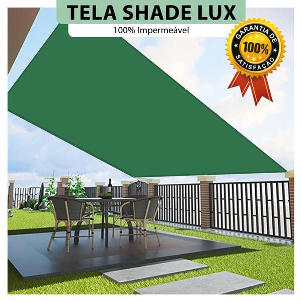 Imagem de Tela Lona Verde 5.5x3 Metros Sombreamento Impermeável Shade Lux + Kit