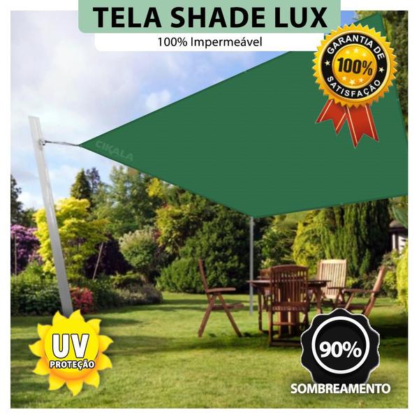 Imagem de Tela Lona Verde 5.5x3 Metros Sombreamento Impermeável Shade Lux + Kit