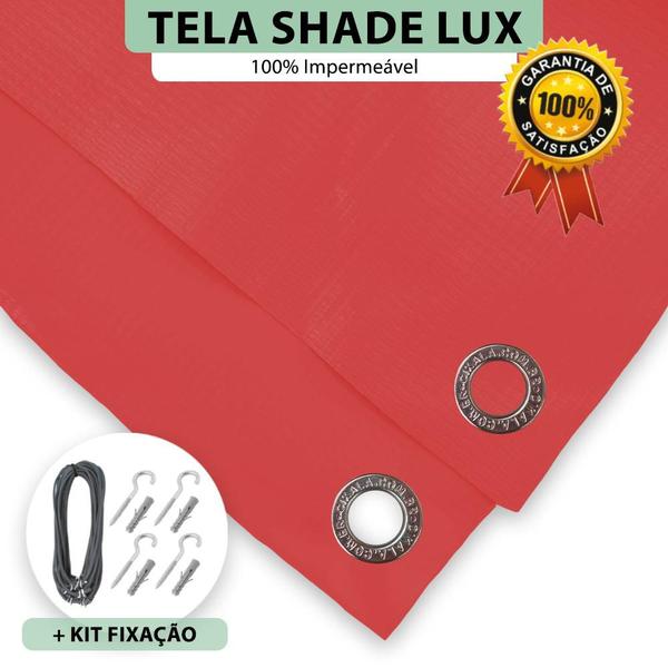 Imagem de Tela Lona Vermelha 6x2 Metros Sombreamento Impermeável Shade Lux + Kit