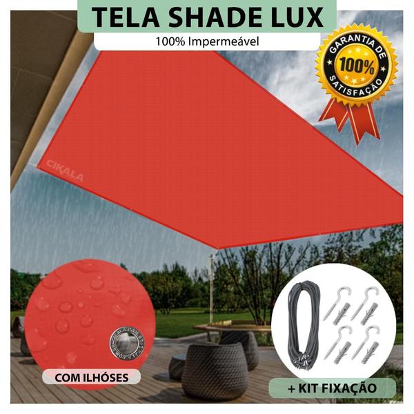 Imagem de Tela Lona Vermelha 7x2 Metros Sombreamento Impermeável Shade Lux + Kit