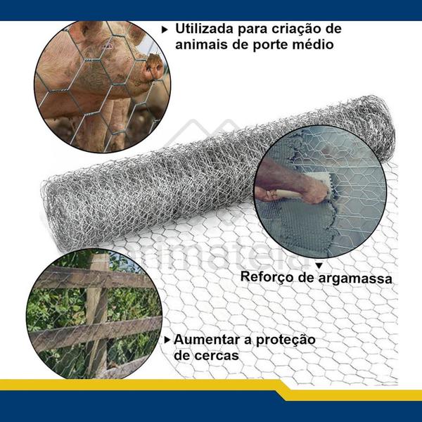 Imagem de Tela mangueirão aço galvanizado porco ovelha rural 0,80 x 50 3" Morlan Resistente