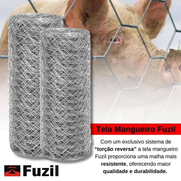 Imagem de Tela Mangueirão Para Porco 80cm X 50m Fio 18 Fuzil Hexagonal Malha 3