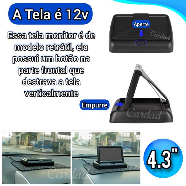 Imagem de Tela Monitor Veicular Retratil 4.3 Lcd Displayc/2 Saídas Rca