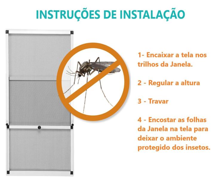 Imagem de Tela Mosquiteira em Alumínio Altura Regulável de 68 a 127 e Largura 47cm - Kit c/ 2 Telas