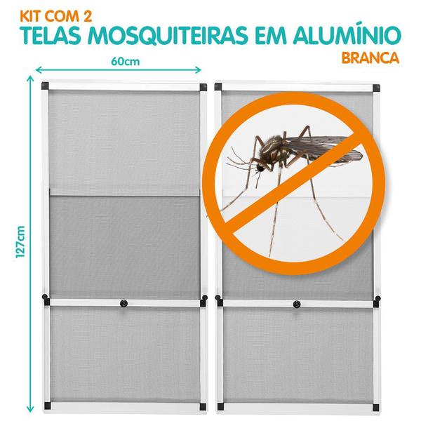 Imagem de Tela Mosquiteira em Alumínio com Altura regulável de 68 a 127cm e Largura 60cm - Kit C/ 2 Telas