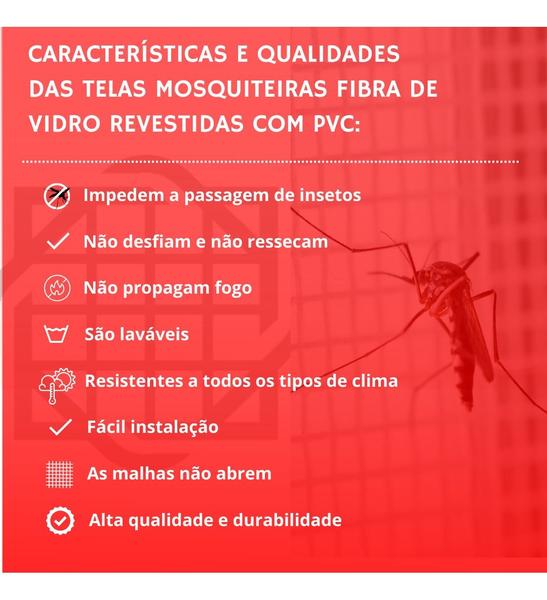 Imagem de Tela Mosquiteira Fibra Vidro Branca 2,00 x 1,20m