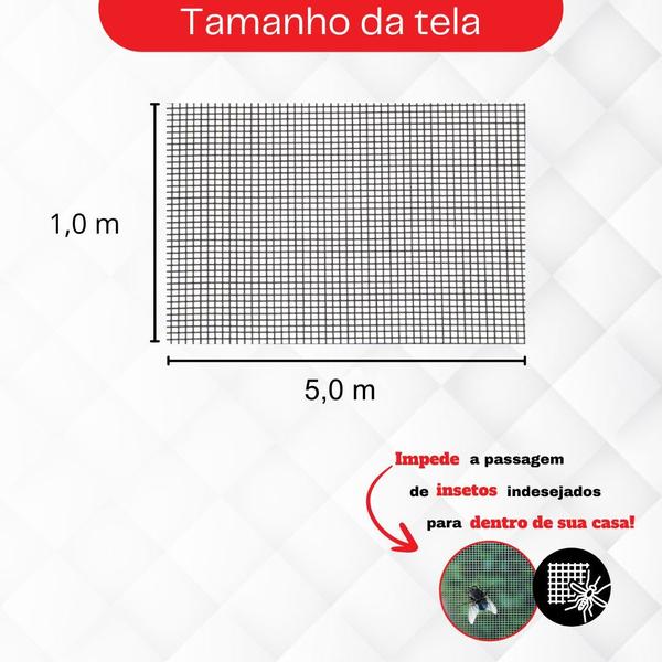 Imagem de Tela Mosquiteira Fibra Vidro Branca 5,00 x 1,00m