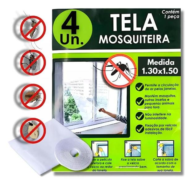 Imagem de Tela Mosquiteira Janela Mosquito  Anti inseto Animais 130x150cm 4 unidades