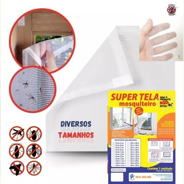 Imagem de Tela Mosquiteiro Poliéster tiras autocolantes 100cmx100cm Xô Inseto