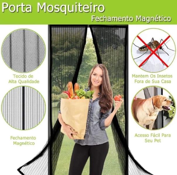 Imagem de Tela Mosquiteiro Porta C/ Fecho Magnética Contra Dengue Zika Insetos
