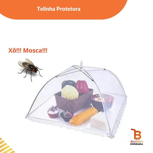 Imagem de Tela Mosquiteiro Protetora de Alimentos Abre Fecha Ideal para Café Bolo Comidas Contra Moscas Mosquitos