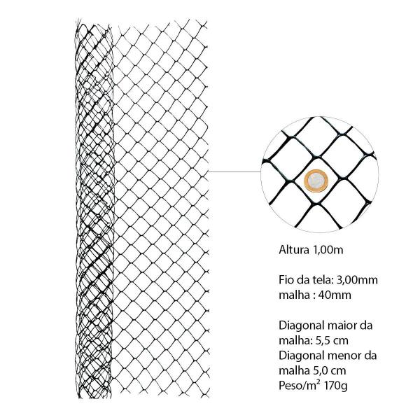 Imagem de Tela Multiuso 40 Mm 1M X 10M Galinheiro Viveiro Pinteiro