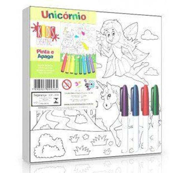 Tela pinta apaga unicornio 25x25 com 4 canetas - BATE BUMBO Imagem de Tela pinta apaga unicornio 25x25 com 4 canetas - BATE BUMBO