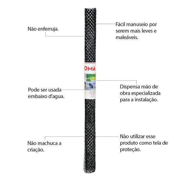 Imagem de Tela Plástica Roma 13mmx10m + Abraçadeiras - Preto