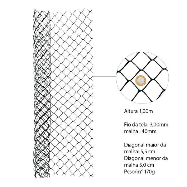 Imagem de Tela Plástica Roma Multiuso 40 Mm 1,00 M X 15,00 M