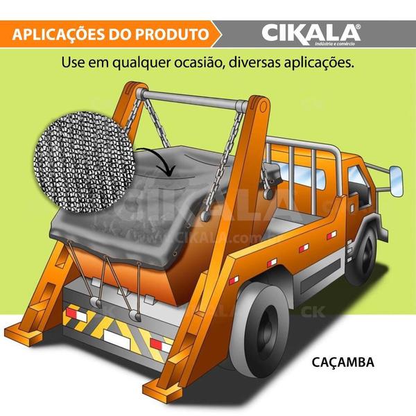 Imagem de Tela Preta Para Caminhão 15x5 Metros Para Transporte de Grãos Entulho Sucata Recicláveis