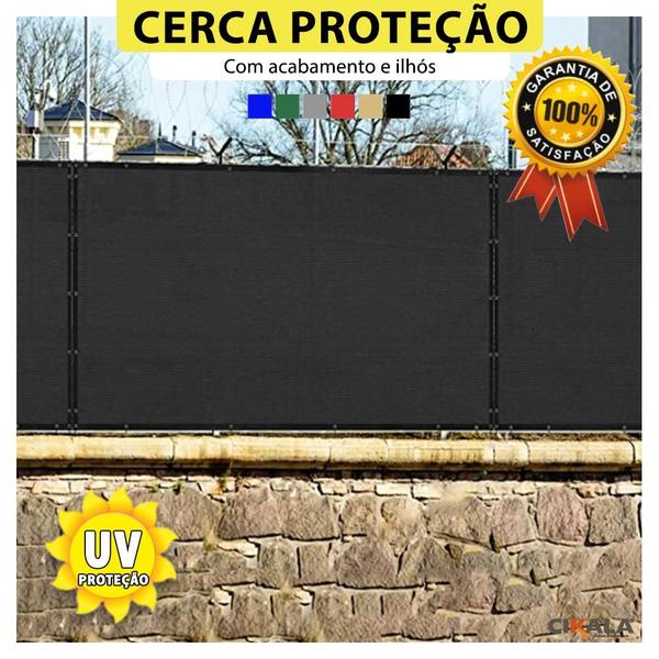 Imagem de Tela Privacidade Preta Ck200 3x1 Metros Com Acabamento Cerca de Proteção Shade 200 G/m2