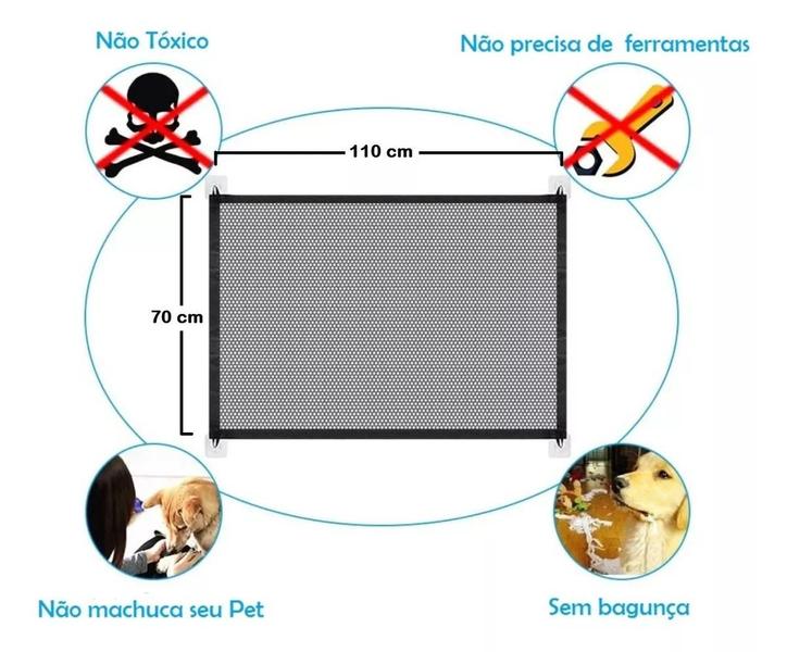 Imagem de Tela Proteção Porta Cães Gatos Crianças Removível 110 X 70cm