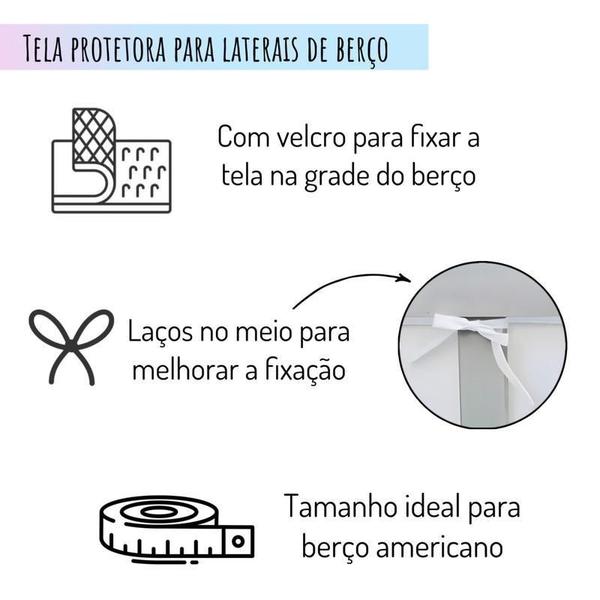 Tela Protetora Lateral De Berço Americano Ou Nacional Branco - Gabriela Martin Enxovais Imagem de Tela Protetora Lateral De Berço Americano Ou Nacional Branco