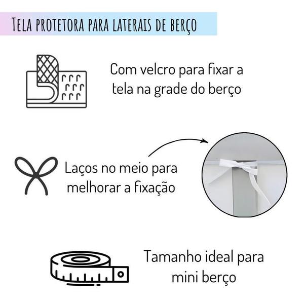 Tela Protetora Lateral De Berço Para Mini Berço Marinho - Gabriela Martin Enxovais Imagem de Tela Protetora Lateral De Berço Para Mini Berço Marinho